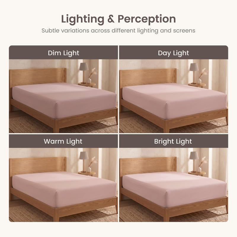 100% Organic Cotton 1 Twin Fitted Sheet Only | 300 Thread Count Sateen Weave GOTS Certified with Deep Pocket - Dusty Rose