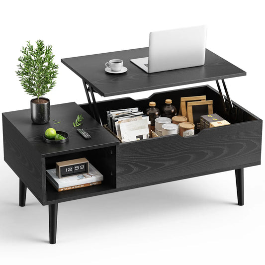 Moderw Office Coffee Table, Living Room Coffee Table with Shadow Storage Compartments and Drawers, Dining Table