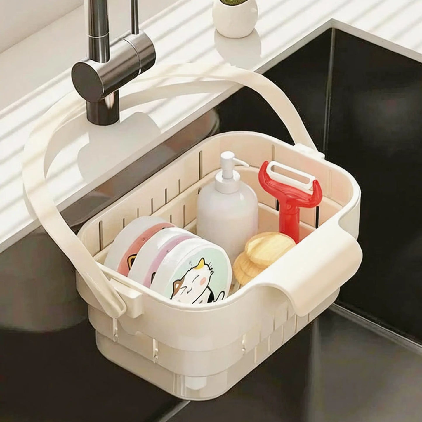 YESDOAGD Retractable Sink Food Catcher, Detachable Kitchen Strainer Basket, Space-Saving Drain Filter