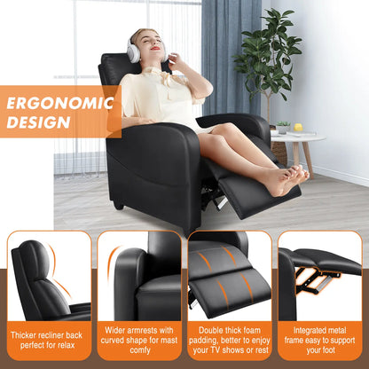 Sweet Furniture Massage Recliner Chair for Living Room, Massage Recliner Chair Theater Chairs Adjustable Modern Reclining Chair with Padded Seat Backrest