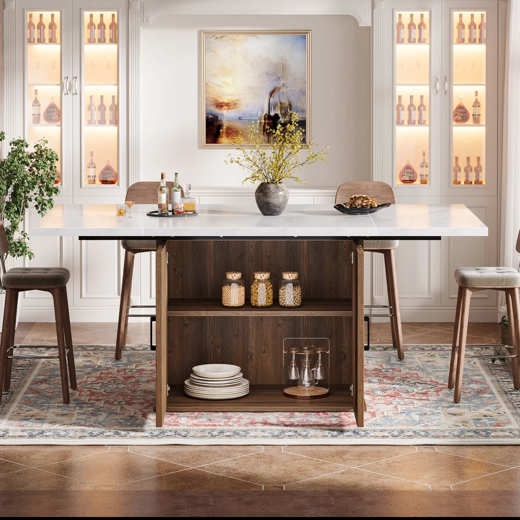 Tribesigns 55" Rectangular Dining Table for 4 to 6 People, Farmhouse Wood Dinner Table for Kitchen, Dining Room (Chair Not Included) Modern Furniture
