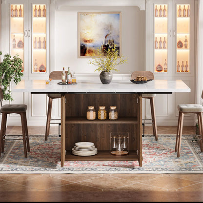 Tribesigns 55" Rectangular Dining Table for 4 to 6 People, Farmhouse Wood Dinner Table for Kitchen, Dining Room (Chair Not Included) Modern Furniture