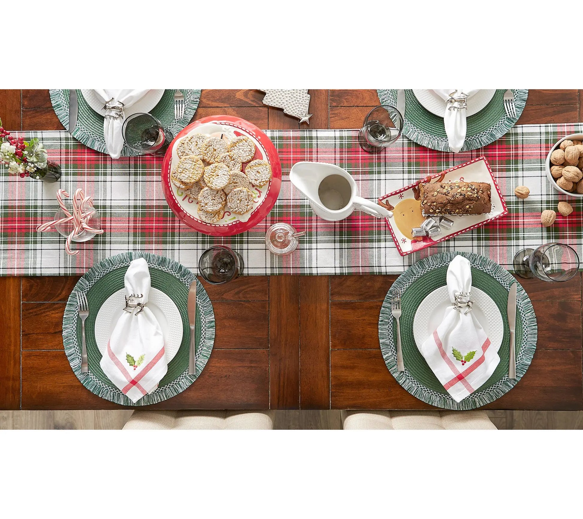 Design Imports Christmas Plaid Table Runner 14" X 108"