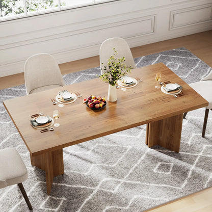 Tribesigns 63-Inch Dining Table for 4-6, Farmhouse Kitchen Table with Large Tabletop, Rectangular Dinner Eating Table for Dining Room, Living Room