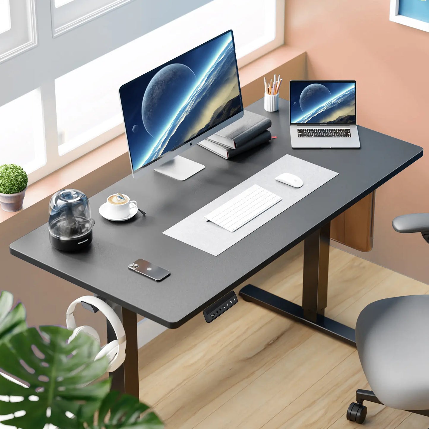 Electric Height Adjustable Standing Desk ,Modern Adjust Table Sit to Stand Desk Computer Ergonomic Computer Workstation Gifts