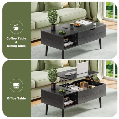 Moderw Office Coffee Table, Living Room Coffee Table with Shadow Storage Compartments and Drawers, Dining Table