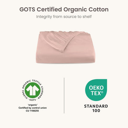 100% Organic Cotton 1 Twin Fitted Sheet Only | 300 Thread Count Sateen Weave GOTS Certified with Deep Pocket - Dusty Rose