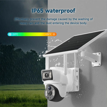 Dual Lens Solar 4G PTZ Security Camera, Wireless Outdoor, AI Human Detection, Dual View, 355° Pan 90° Tilt, PIR Motion Alert, IP65 Waterproof, Night Vision, App Remote, No Wifi Needed, Home Security System, Ai Security Camera System
