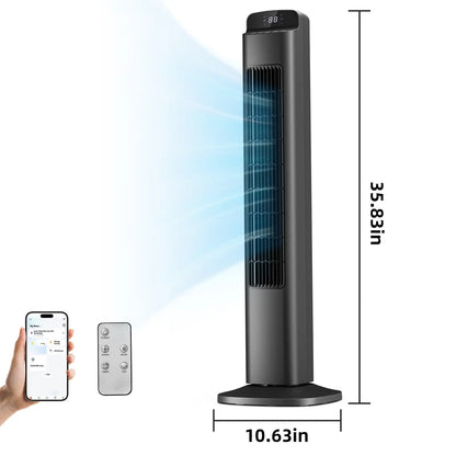 【Not Air Conditioner】Antarctic Star Tower Fan Portable Electric 85° Oscillating Fan with Remote Control, Quiet Operation, 3 Speed Settings & 12H Timer, Bladeless Standing Floor Fan for Bedroom & Office