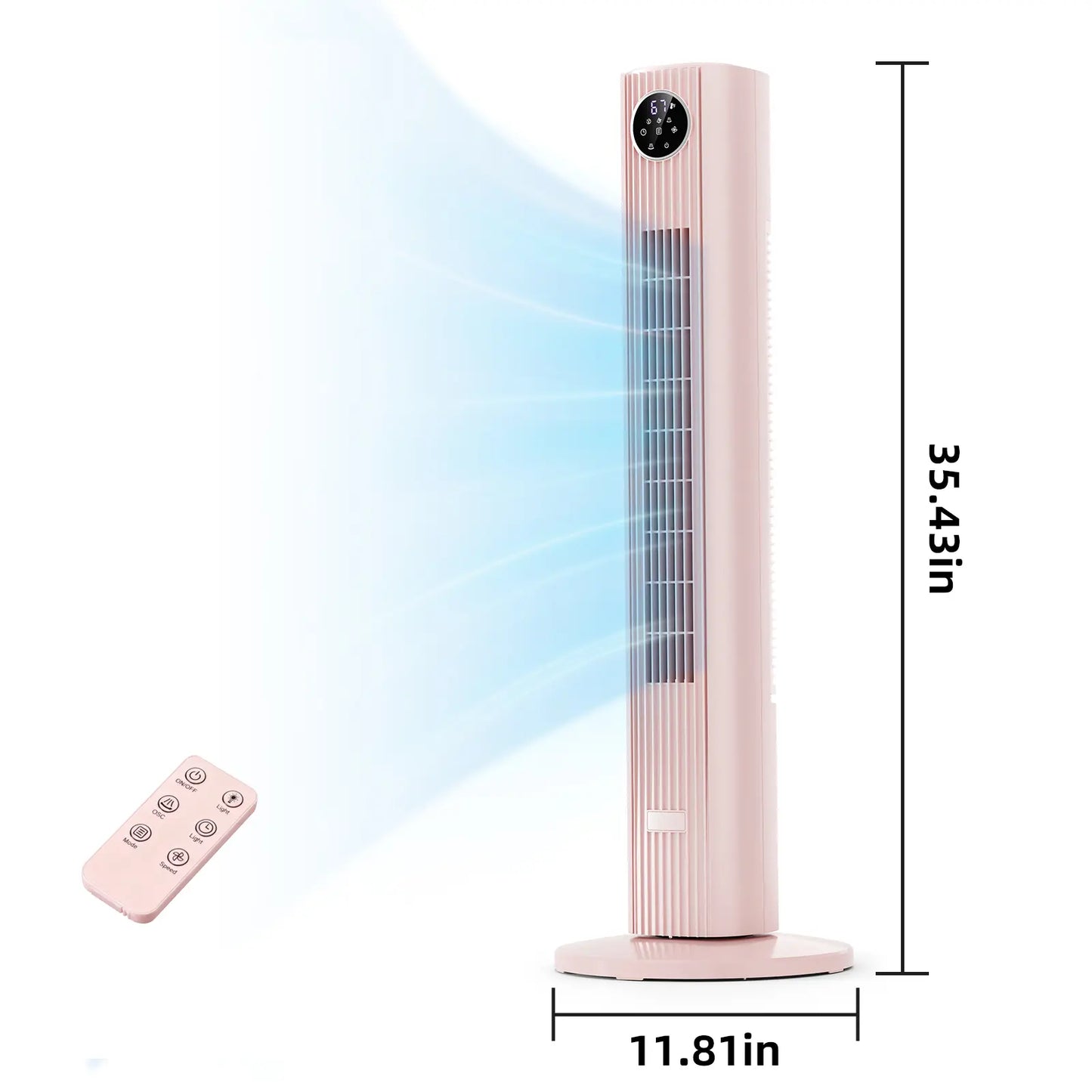 【Not Air Conditioner】Antarctic Star Tower Fan Portable Electric 85° Oscillating Fan with Remote Control, Quiet Operation, 3 Speed Settings & 12H Timer, Bladeless Standing Floor Fan for Bedroom & Office