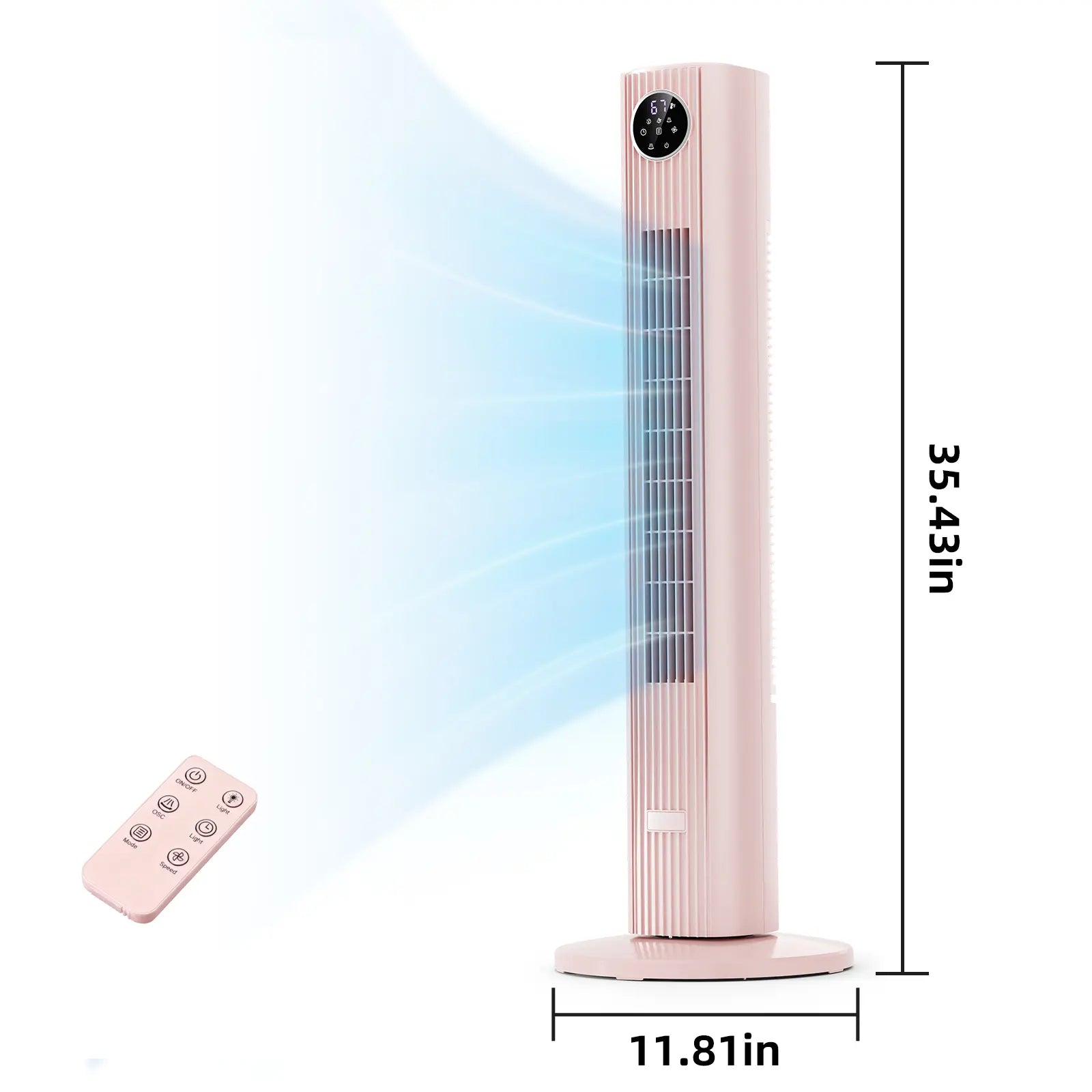 【Not Air Conditioner】Antarctic Star Tower Fan Portable Electric 85° Oscillating Fan with Remote Control, Quiet Operation, 3 Speed Settings & 12H Timer, Bladeless Standing Floor Fan for Bedroom & Office