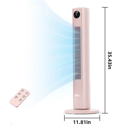 【Not Air Conditioner】Antarctic Star Tower Fan Portable Electric 85° Oscillating Fan with Remote Control, Quiet Operation, 3 Speed Settings & 12H Timer, Bladeless Standing Floor Fan for Bedroom & Office