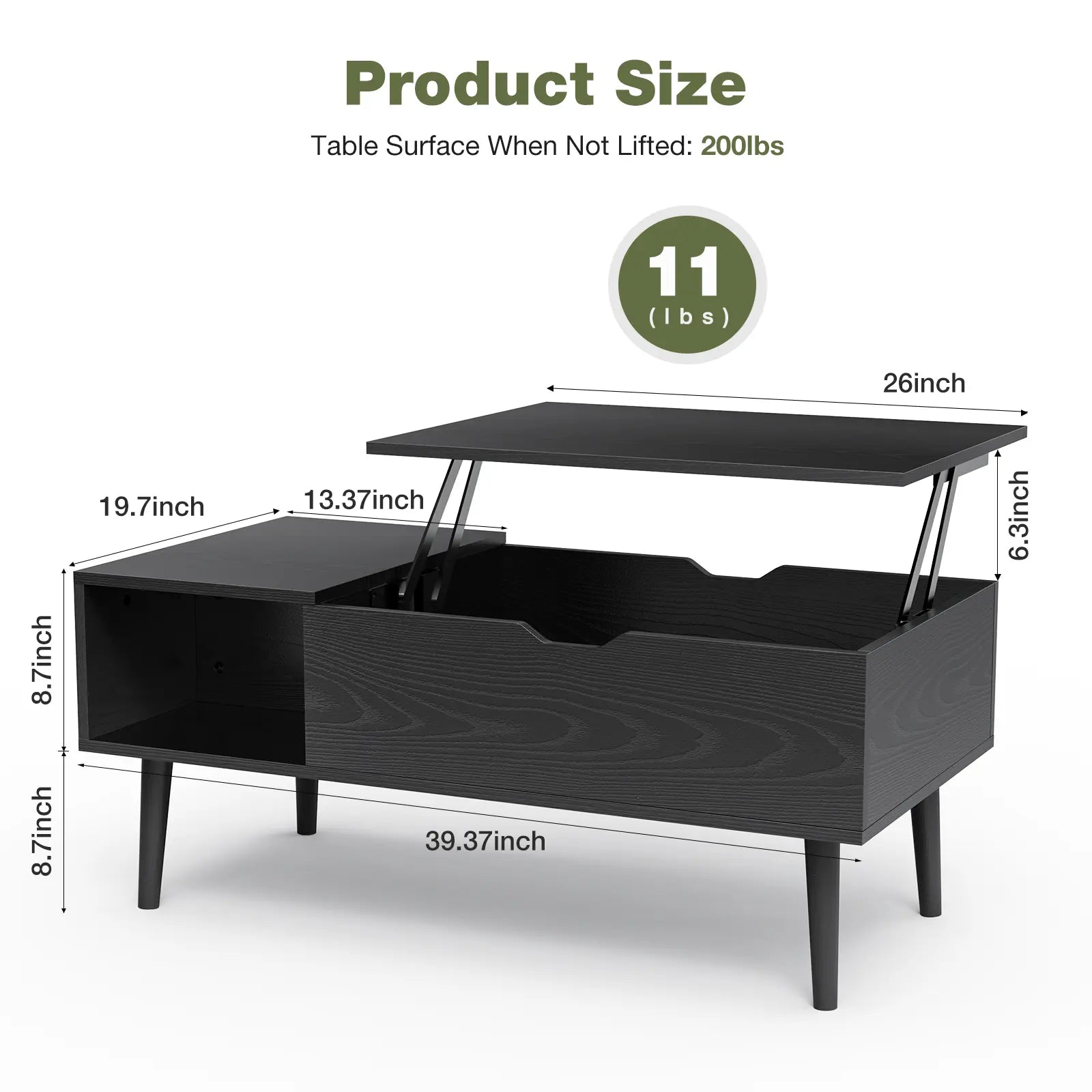 Moderw Office Coffee Table, Living Room Coffee Table with Shadow Storage Compartments and Drawers, Dining Table