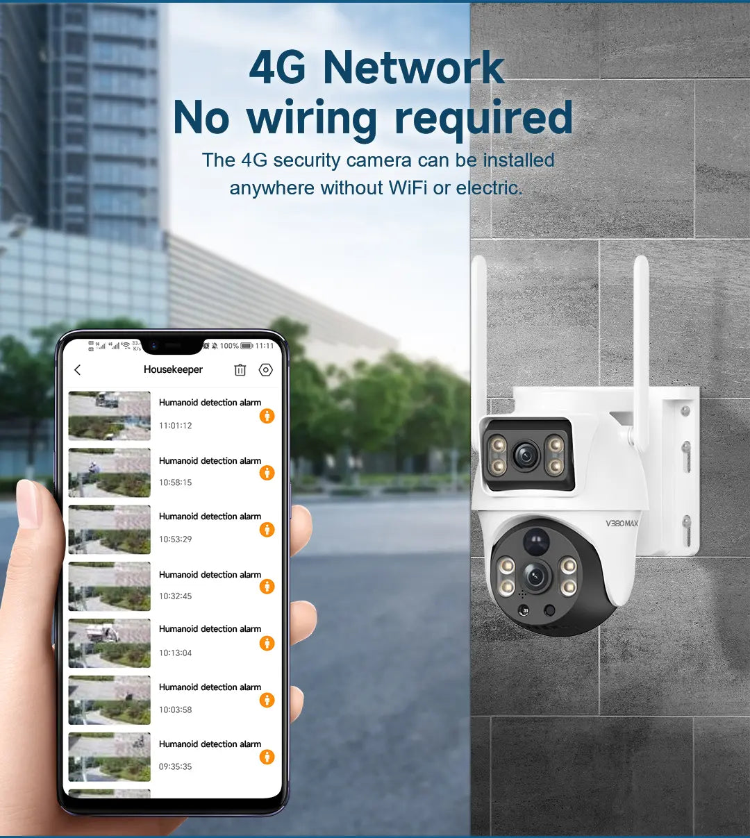 Dual Lens Solar 4G PTZ Security Camera, Wireless Outdoor, AI Human Detection, Dual View, 355° Pan 90° Tilt, PIR Motion Alert, IP65 Waterproof, Night Vision, App Remote, No Wifi Needed, Home Security System, Ai Security Camera System