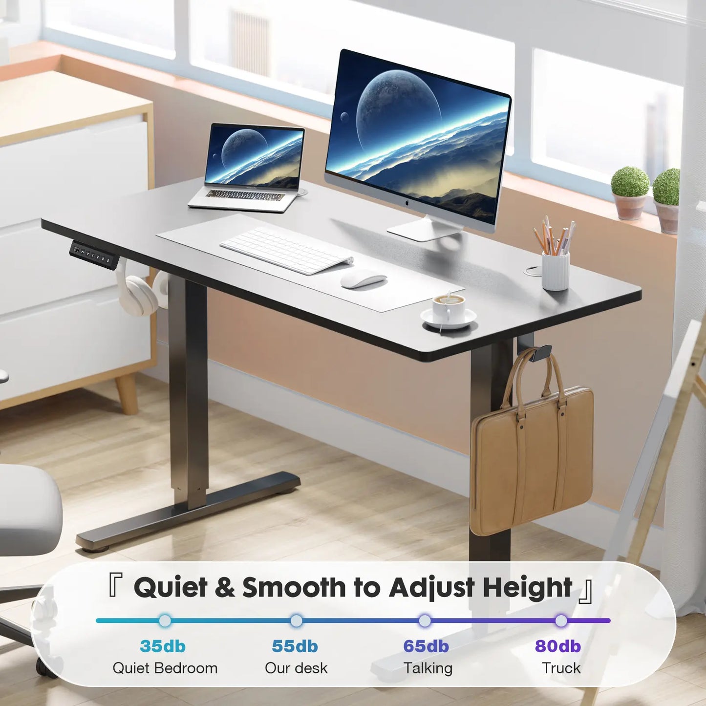 Electric Height Adjustable Standing Desk ,Modern Adjust Table Sit to Stand Desk Computer Ergonomic Computer Workstation Gifts