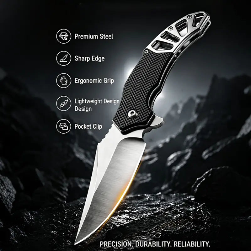 Ultra-Lightweight Portable Folding Steak Knife - Premium Stainless Steel Razor-Sharp Blade, Ergonomic Non-Slip Grip, Pocket-Sized Kitchen Tool for Camping BBQ Grill, Multifunctional Outdoor Food Prep Cutlery,Edc,Pocket Knife,,G10
