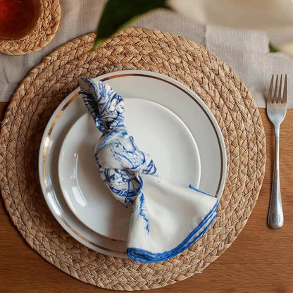 Round Rattan Placemat, 6 Counts Boho Style Woven Placemat, Heat Resistant Weave Placemat, Wicker Table Mat for Dining Table, Home Kitchen Dinner Room, Wedding Decor