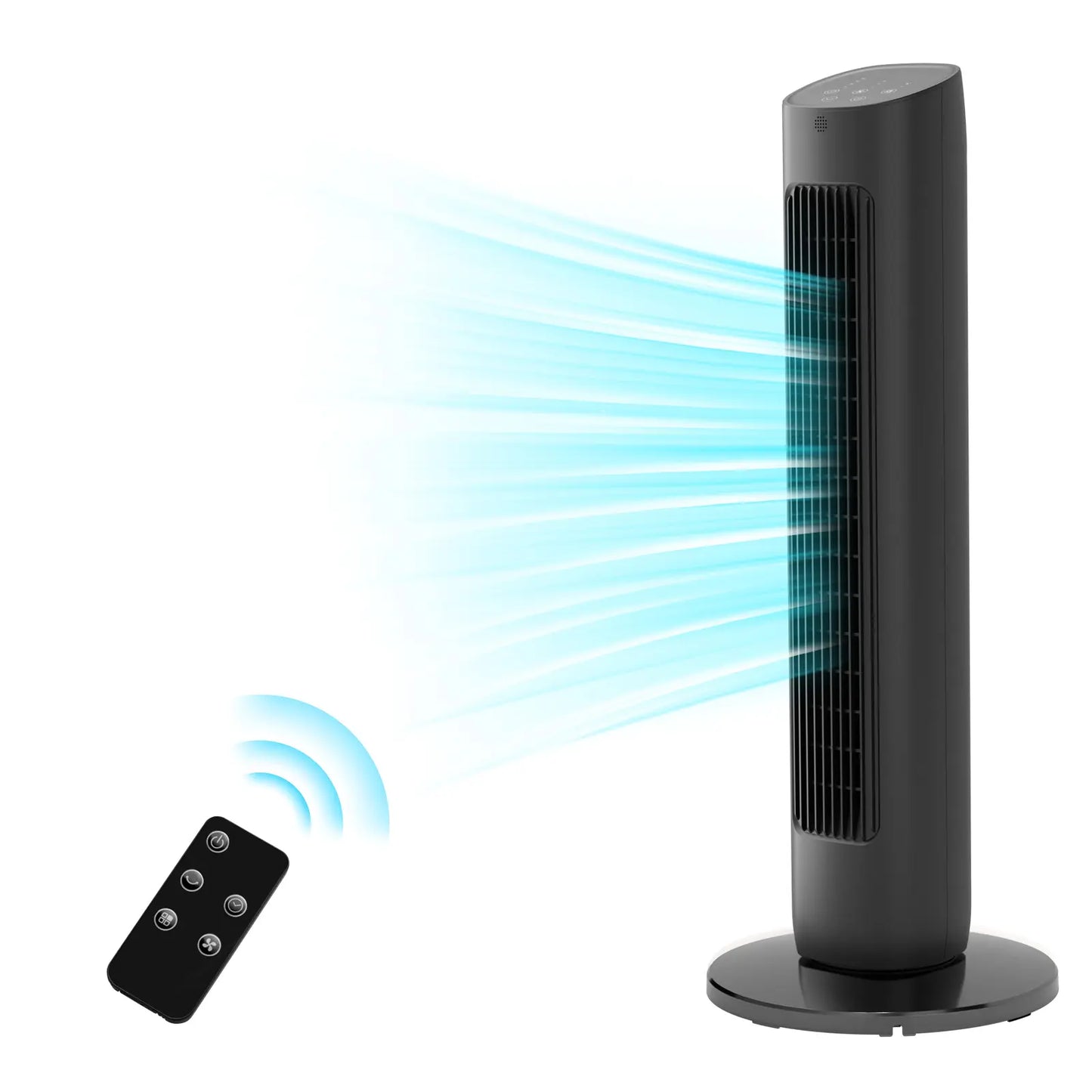 【Not Air Conditioner】Antarctic Star Tower Fan Portable Electric 85° Oscillating Fan with Remote Control, Quiet Operation, 3 Speed Settings & 12H Timer, Bladeless Standing Floor Fan for Bedroom & Office