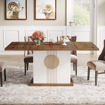 Tribesigns 55" Rectangular Dining Table for 4 to 6 People, Farmhouse Wood Dinner Table for Kitchen, Dining Room (Chair Not Included) Modern Furniture