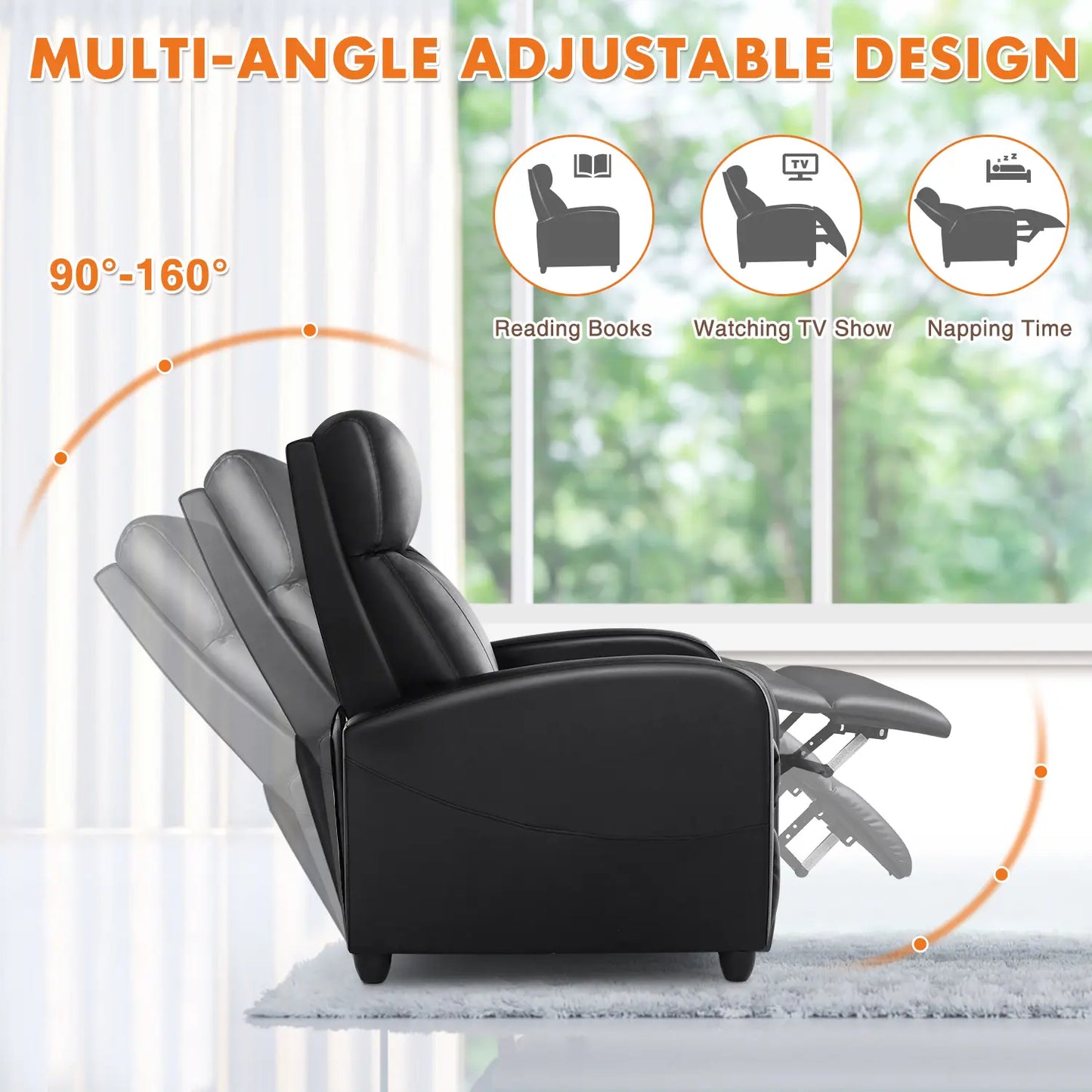 Sweet Furniture Massage Recliner Chair for Living Room, Massage Recliner Chair Theater Chairs Adjustable Modern Reclining Chair with Padded Seat Backrest
