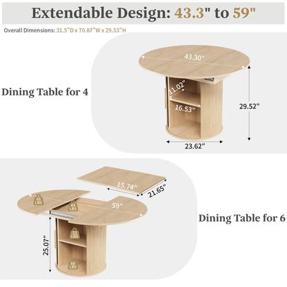 Giratree 47 Inch round Dining Table for 4, Kitchen Table Dinner Table with 2-Layer Storage Shelf and Wood Slide Door for Home Dining Room Living Room