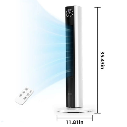 【Not Air Conditioner】Antarctic Star Tower Fan Portable Electric 85° Oscillating Fan with Remote Control, Quiet Operation, 3 Speed Settings & 12H Timer, Bladeless Standing Floor Fan for Bedroom & Office