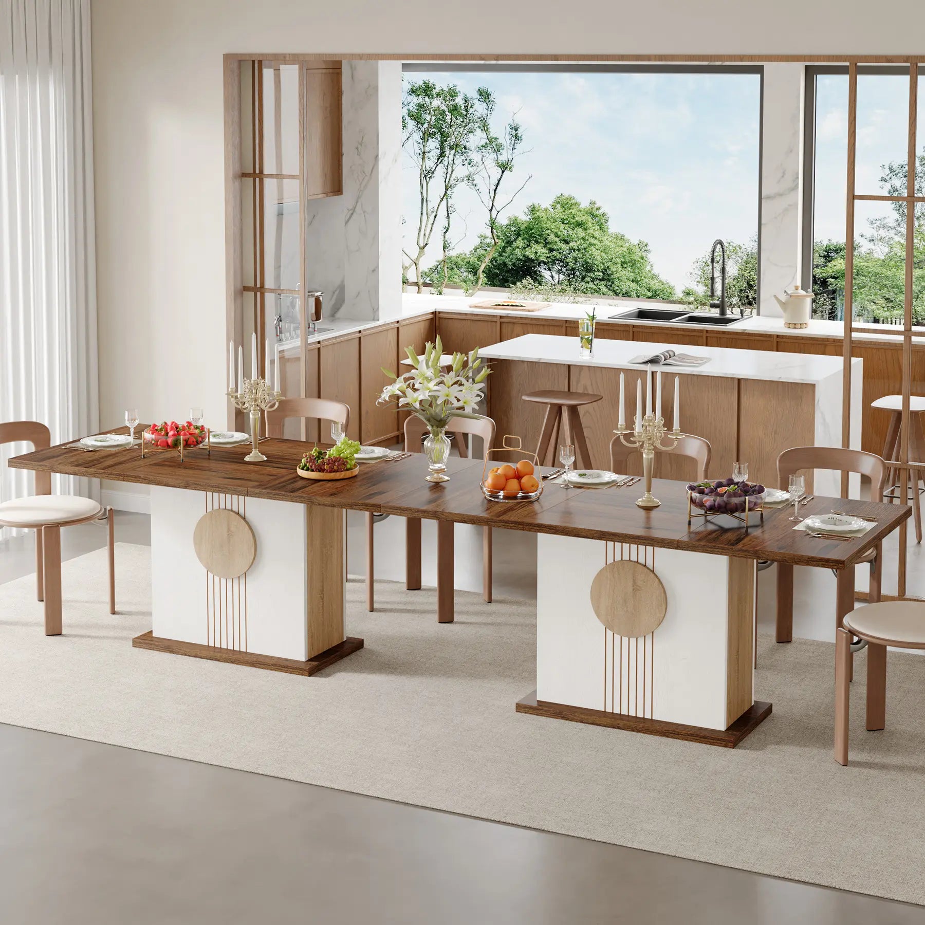 Tribesigns 55" Rectangular Dining Table for 4 to 6 People, Farmhouse Wood Dinner Table for Kitchen, Dining Room (Chair Not Included) Modern Furniture