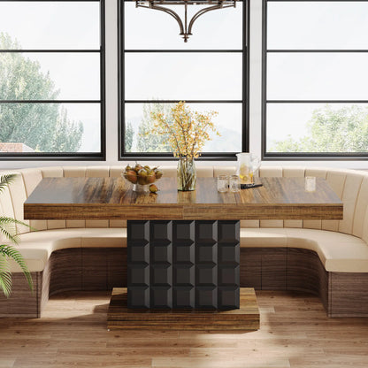 Tribesigns 55" Rectangular Dining Table for 4 to 6 People, Farmhouse Wood Dinner Table for Kitchen, Dining Room (Chair Not Included) Modern Furniture