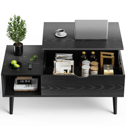 Moderw Office Coffee Table, Living Room Coffee Table with Shadow Storage Compartments and Drawers, Dining Table