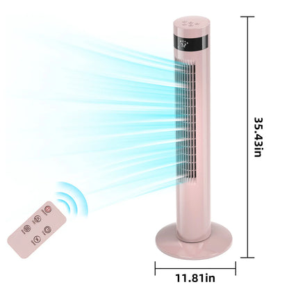【Not Air Conditioner】Antarctic Star Tower Fan Portable Electric 85° Oscillating Fan with Remote Control, Quiet Operation, 3 Speed Settings & 12H Timer, Bladeless Standing Floor Fan for Bedroom & Office