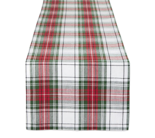 Design Imports Christmas Plaid Table Runner 14" X 108"