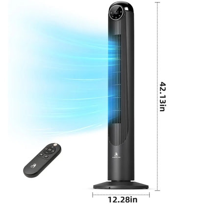 【Not Air Conditioner】Antarctic Star Tower Fan Portable Electric 85° Oscillating Fan with Remote Control, Quiet Operation, 3 Speed Settings & 12H Timer, Bladeless Standing Floor Fan for Bedroom & Office