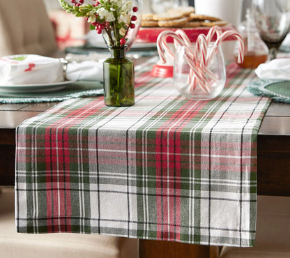 Design Imports Christmas Plaid Table Runner 14" X 108"
