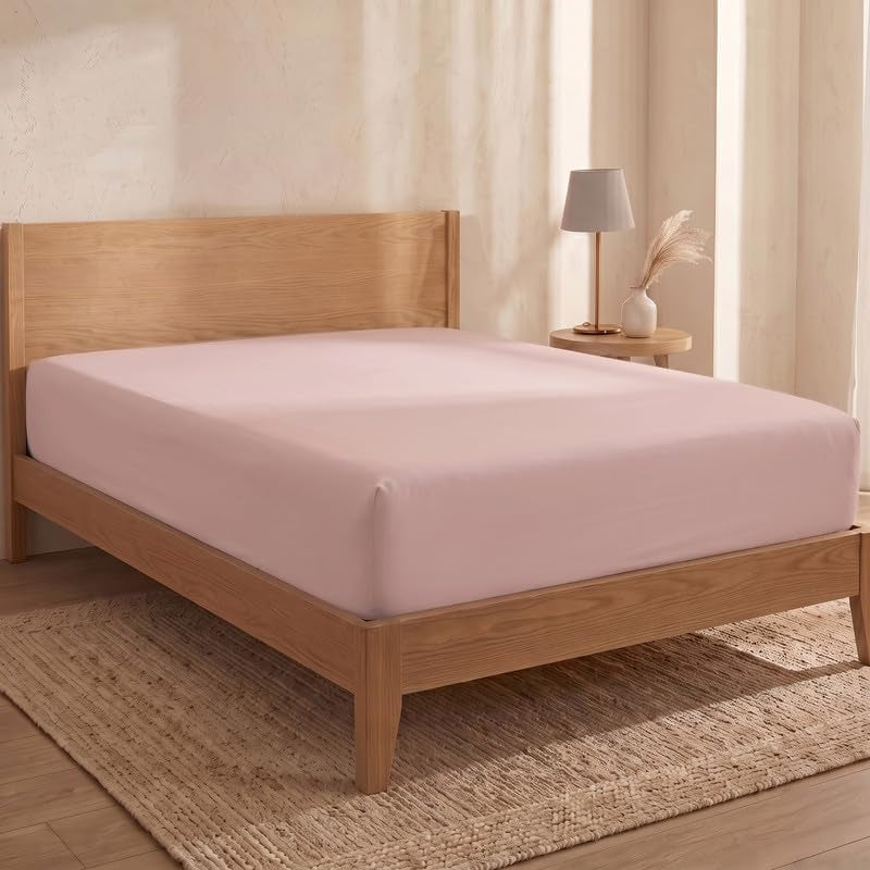 100% Organic Cotton 1 Twin Fitted Sheet Only | 300 Thread Count Sateen Weave GOTS Certified with Deep Pocket - Dusty Rose