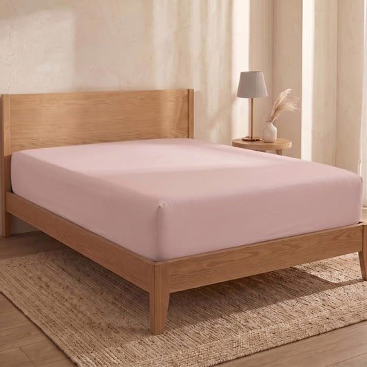 100% Organic Cotton 1 Twin Fitted Sheet Only | 300 Thread Count Sateen Weave GOTS Certified with Deep Pocket - Dusty Rose