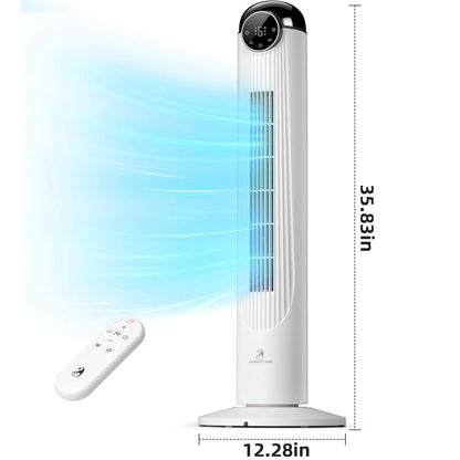 【Not Air Conditioner】Antarctic Star Tower Fan Portable Electric 85° Oscillating Fan with Remote Control, Quiet Operation, 3 Speed Settings & 12H Timer, Bladeless Standing Floor Fan for Bedroom & Office