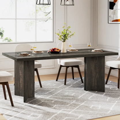 Tribesigns 63-Inch Dining Table for 4-6, Farmhouse Kitchen Table with Large Tabletop, Rectangular Dinner Eating Table for Dining Room, Living Room
