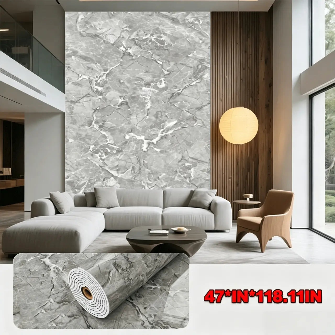 1 Roll of 15.75 X 118.11/23.62*118.11 Inch Inch Tearable Waterproof Self-Adhesive Vinyl Wallpaper Film for Kitchen & Bathroom Countertops Easy to Clean Durable Heat-Resistant