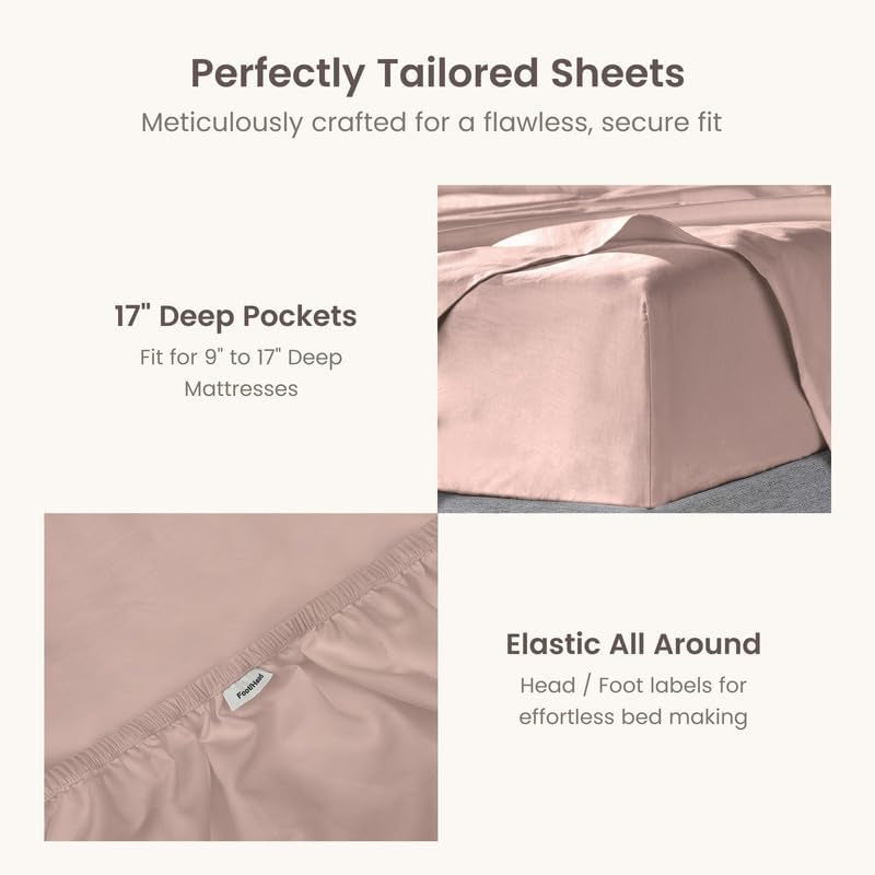 100% Organic Cotton 1 Twin Fitted Sheet Only | 300 Thread Count Sateen Weave GOTS Certified with Deep Pocket - Dusty Rose