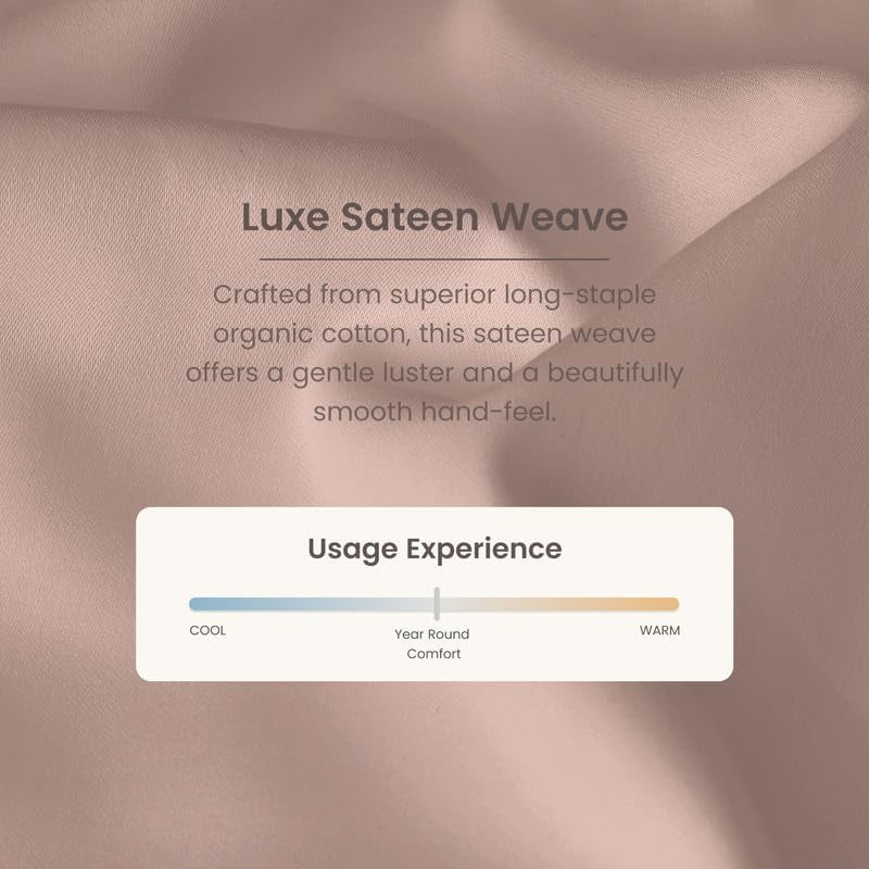 100% Organic Cotton 1 Twin Fitted Sheet Only | 300 Thread Count Sateen Weave GOTS Certified with Deep Pocket - Dusty Rose