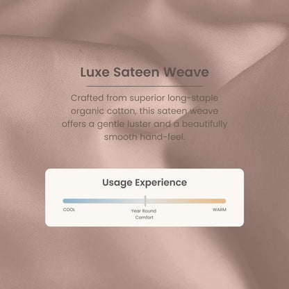 100% Organic Cotton 1 Twin Fitted Sheet Only | 300 Thread Count Sateen Weave GOTS Certified with Deep Pocket - Dusty Rose