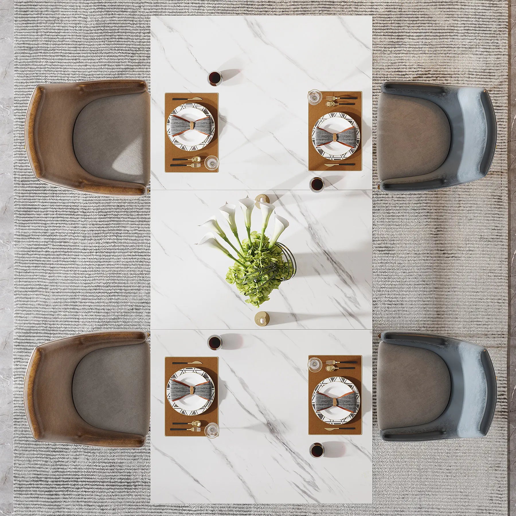 Tribesigns 63-Inch Rectangular Dining Table for 4 to 6, Modern Kitchen Table with Stylish Metal Trestle Legs, Large Dinner Table for Dining Room, Chair Not Included (White+Gold)