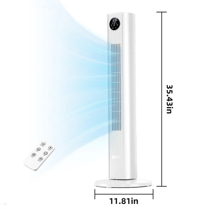 【Not Air Conditioner】Antarctic Star Tower Fan Portable Electric 85° Oscillating Fan with Remote Control, Quiet Operation, 3 Speed Settings & 12H Timer, Bladeless Standing Floor Fan for Bedroom & Office