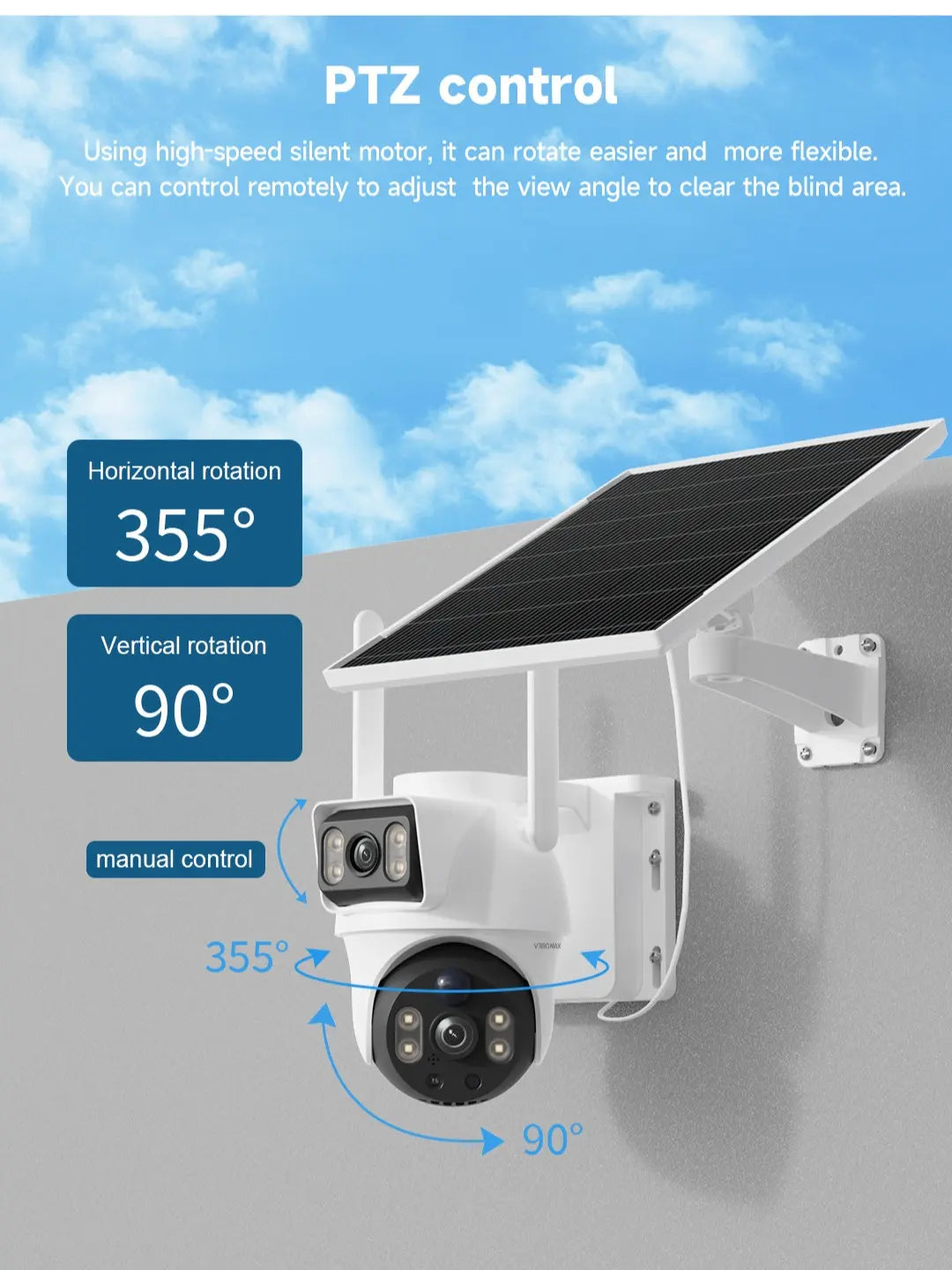 Dual Lens Solar 4G PTZ Security Camera, Wireless Outdoor, AI Human Detection, Dual View, 355° Pan 90° Tilt, PIR Motion Alert, IP65 Waterproof, Night Vision, App Remote, No Wifi Needed, Home Security System, Ai Security Camera System