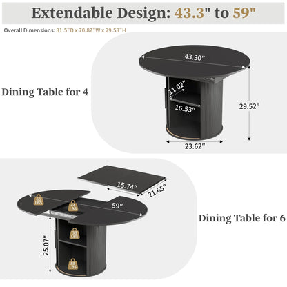 Giratree 47 Inch round Dining Table for 4, Kitchen Table Dinner Table with 2-Layer Storage Shelf and Wood Slide Door for Home Dining Room Living Room