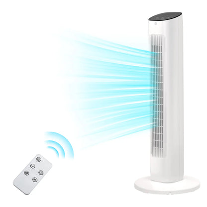 【Not Air Conditioner】Antarctic Star Tower Fan Portable Electric 85° Oscillating Fan with Remote Control, Quiet Operation, 3 Speed Settings & 12H Timer, Bladeless Standing Floor Fan for Bedroom & Office