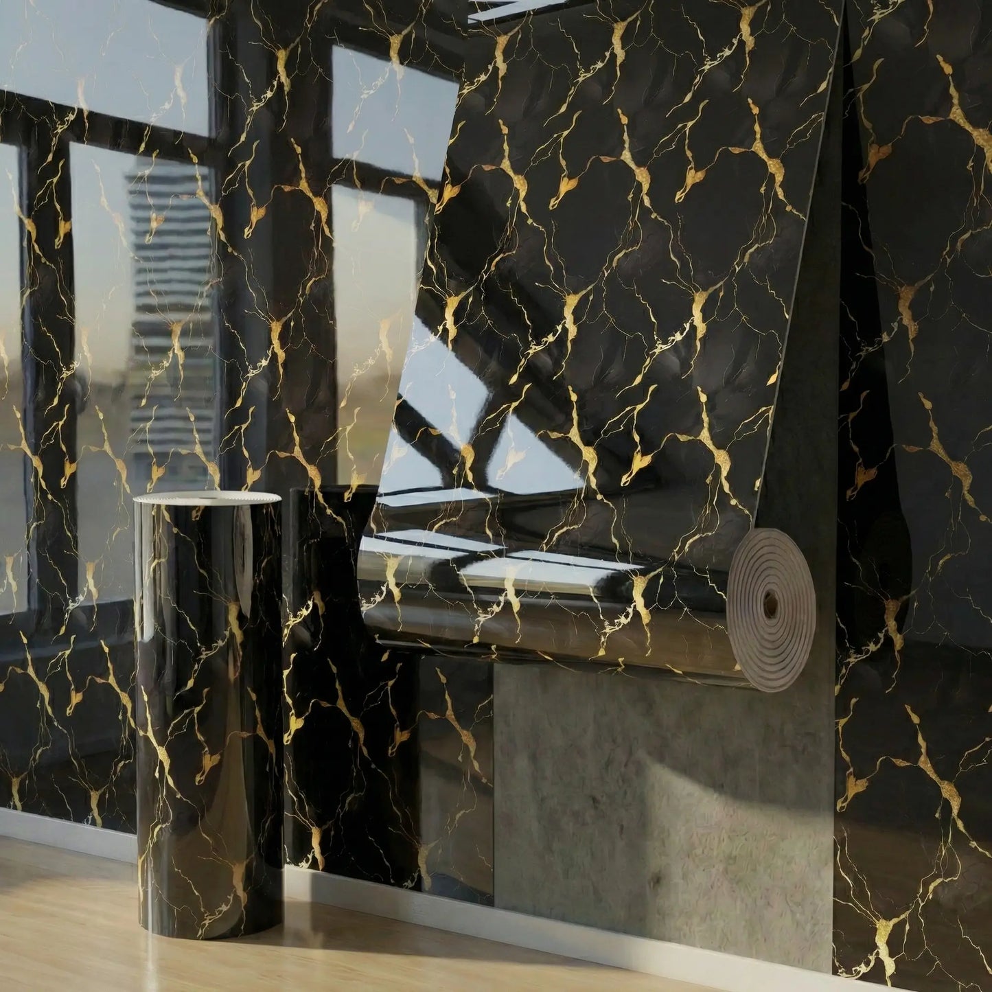 1 Roll of 15.75 X 118.11/23.62*118.11 Inch Inch Tearable Waterproof Self-Adhesive Vinyl Wallpaper Film for Kitchen & Bathroom Countertops Easy to Clean Durable Heat-Resistant