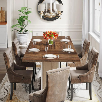 Tribesigns 55" Rectangular Dining Table for 4 to 6 People, Farmhouse Wood Dinner Table for Kitchen, Dining Room (Chair Not Included) Modern Furniture