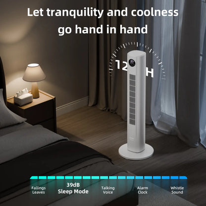 【Not Air Conditioner】Antarctic Star Tower Fan Portable Electric 85° Oscillating Fan with Remote Control, Quiet Operation, 3 Speed Settings & 12H Timer, Bladeless Standing Floor Fan for Bedroom & Office