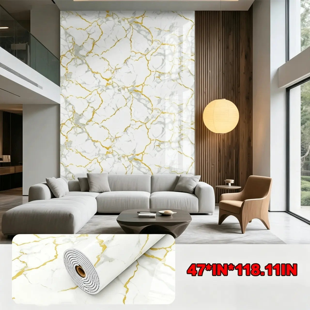 1 Roll of 15.75 X 118.11/23.62*118.11 Inch Inch Tearable Waterproof Self-Adhesive Vinyl Wallpaper Film for Kitchen & Bathroom Countertops Easy to Clean Durable Heat-Resistant